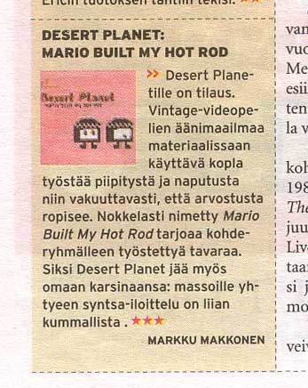 Desert Planet: Mario built my hot rod -arvostelu Valo